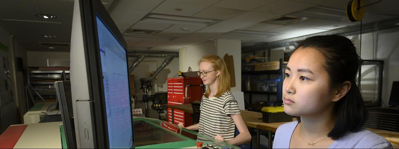 students working in makerspace