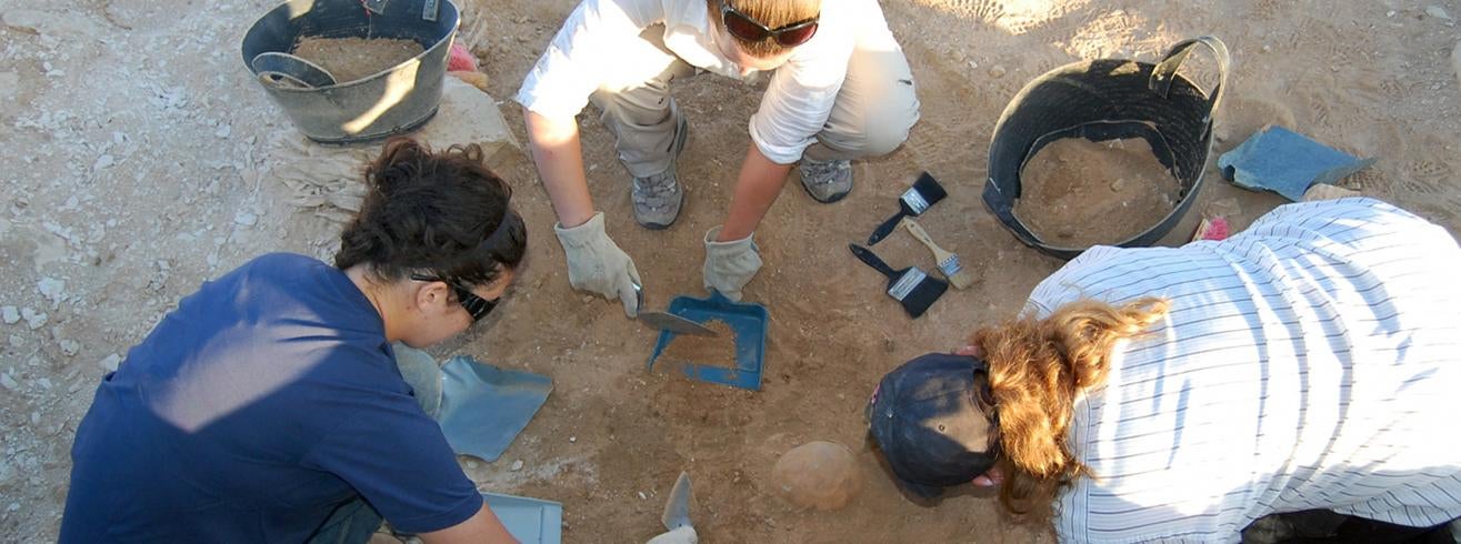 students at excavation site