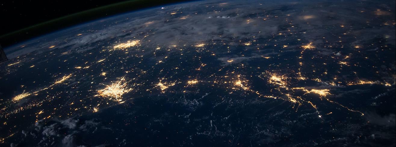 city lights visible from space