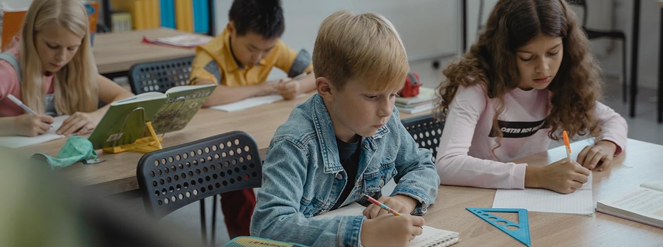 primary school students in classroom 