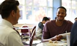 students in dining hall