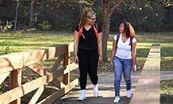 students walking on campus