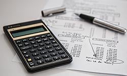 calculator and financial worksheet