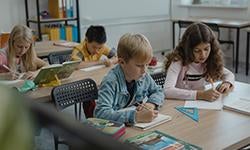 primary school students in classroom 