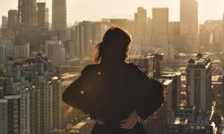 Person looking out into city view